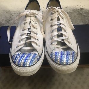 Women’s White Rhinestone Embellished Converse sz 9